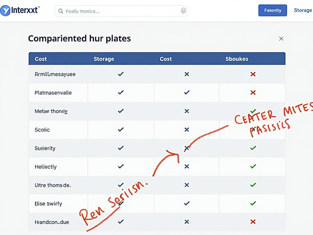 Internxt vs Mega comparison chart with user notes