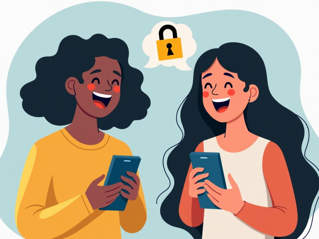 Friends texting securely on phones