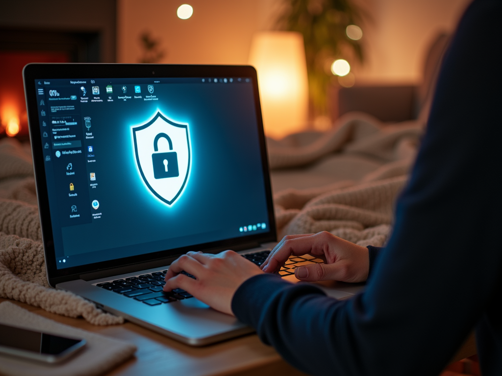 Person using VPN on laptop