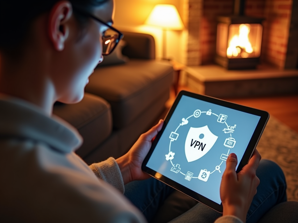 Person browsing securely with VPN