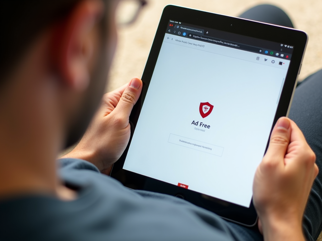 Person using privacy-focused browser on tablet