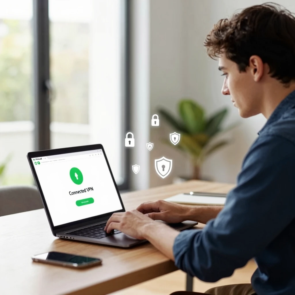 Professional securing online privacy with Mullvad VPN at home