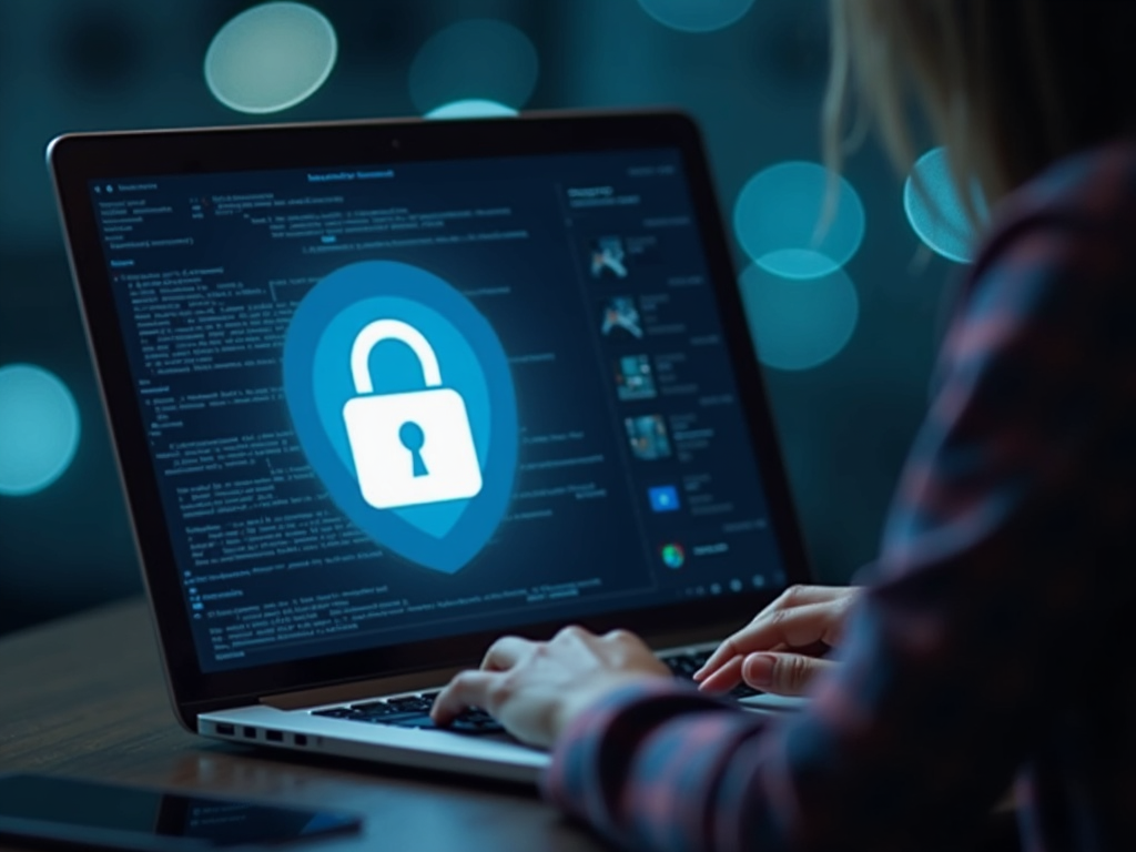 A person using a VPN to protect their online privacy.