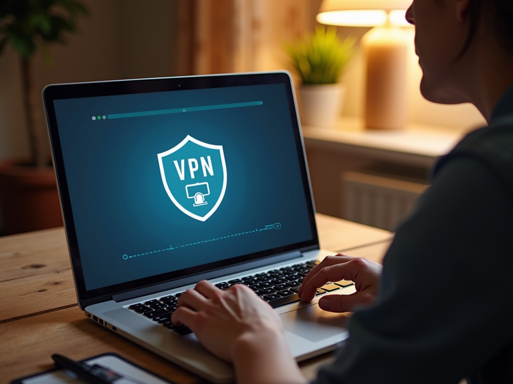 A person using a VPN on their laptop for secure internet browsing.