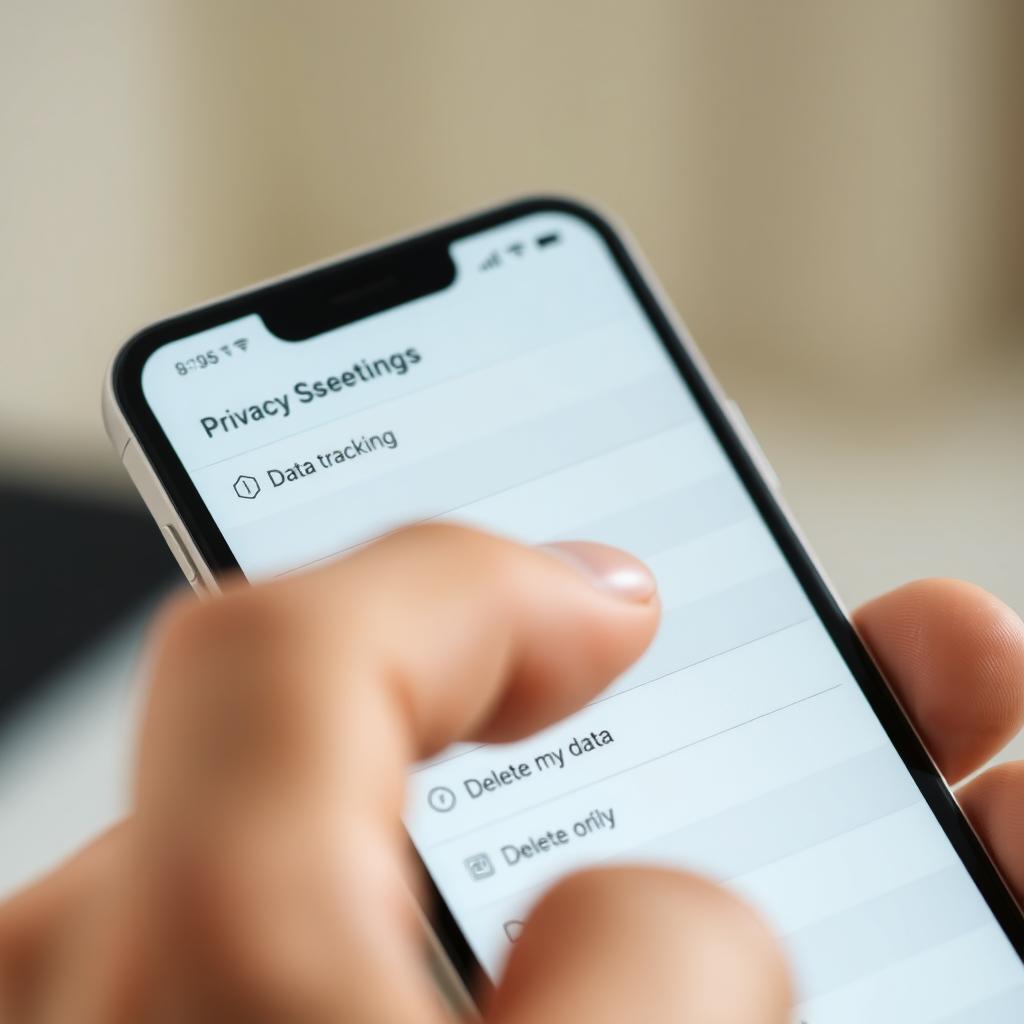 Hand adjusting privacy settings on a smartphone screen, highlighting data opt-out options.