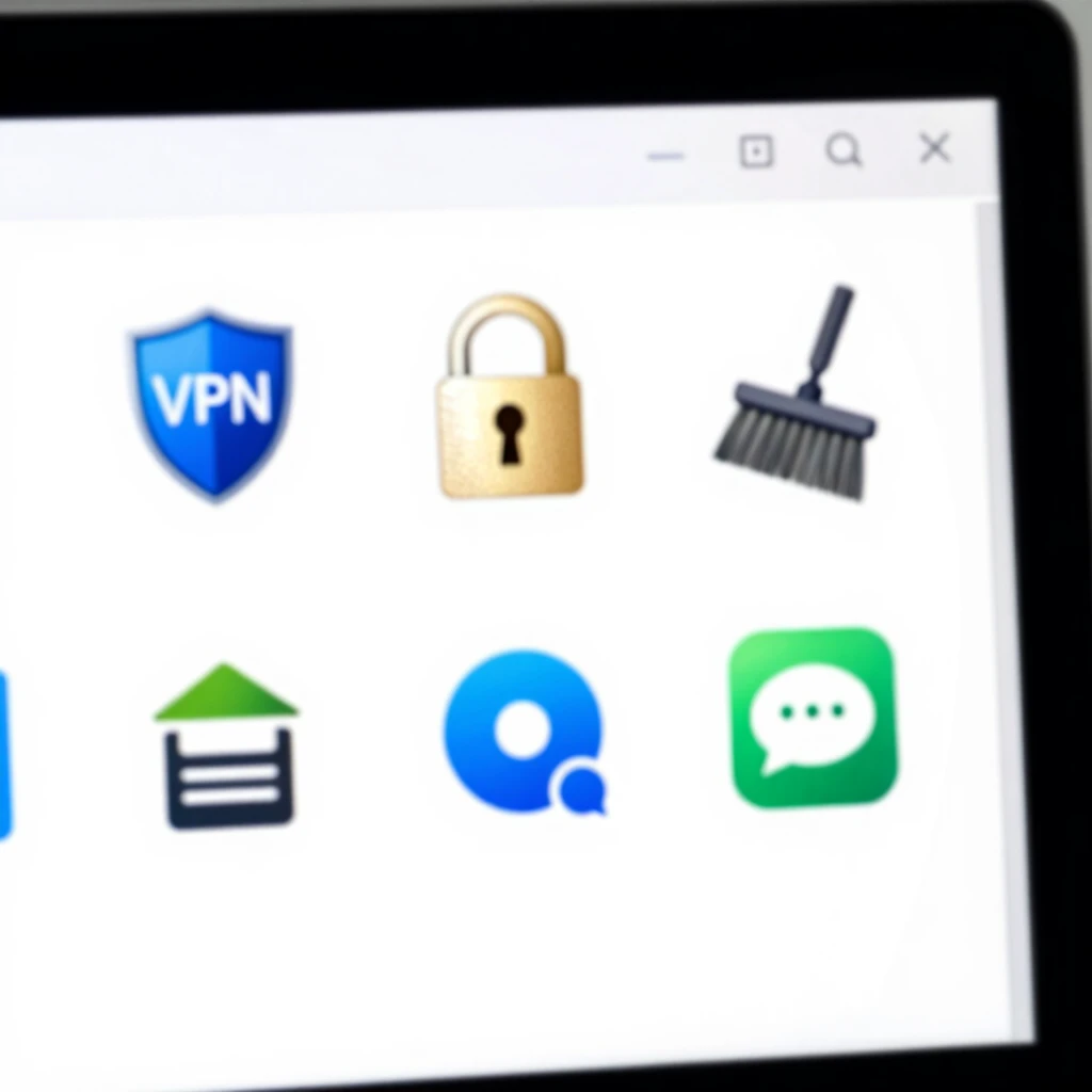 Computer screen showing icons of various online privacy tools
