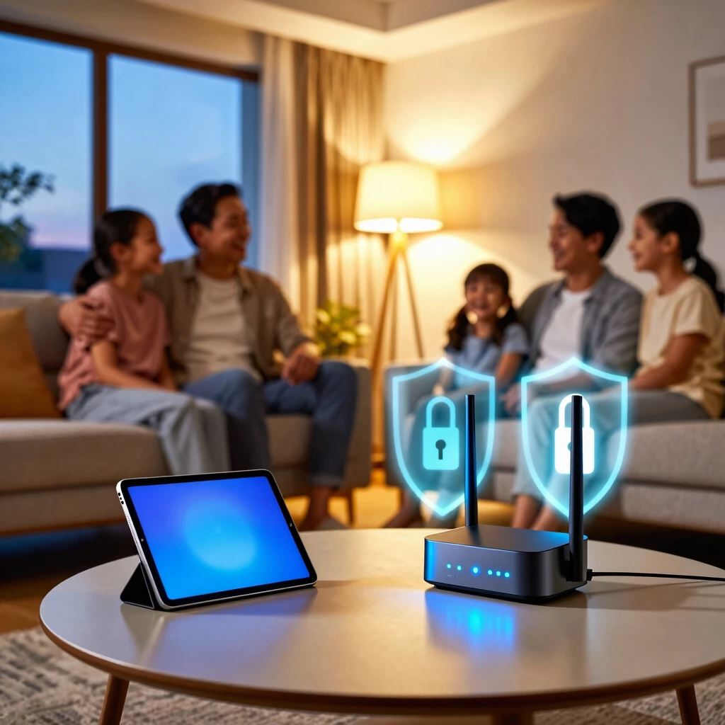 Secure smart home setup in a family living room