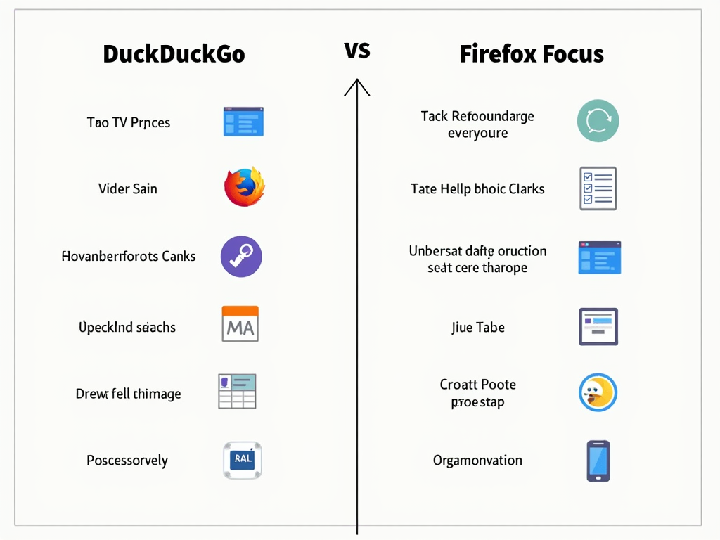 Comparison chart of DuckDuckGo and Firefox Focus
