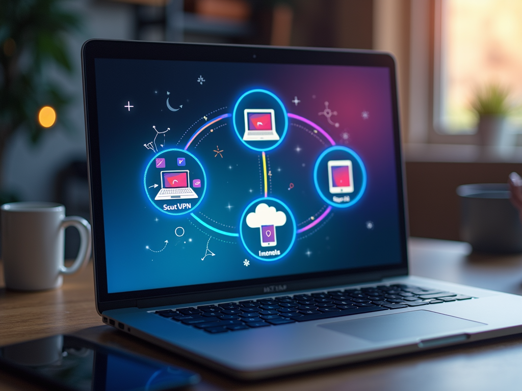 Diagram of VPN tunnel on laptop