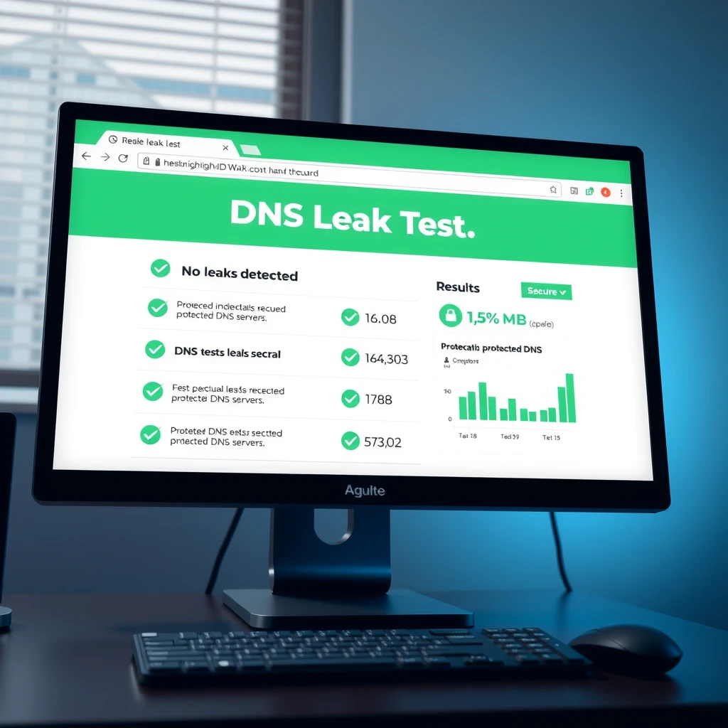 DNS leak test results showing no leaks with green secure checkmarks