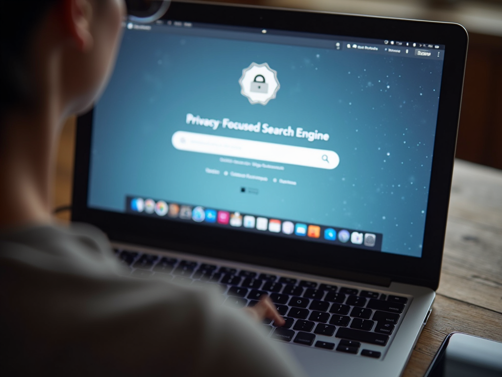 Person using privacy-focused search engine
