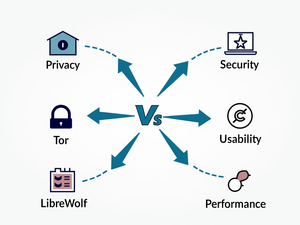 Summary infographic of LibreWolf vs. Tor comparison.