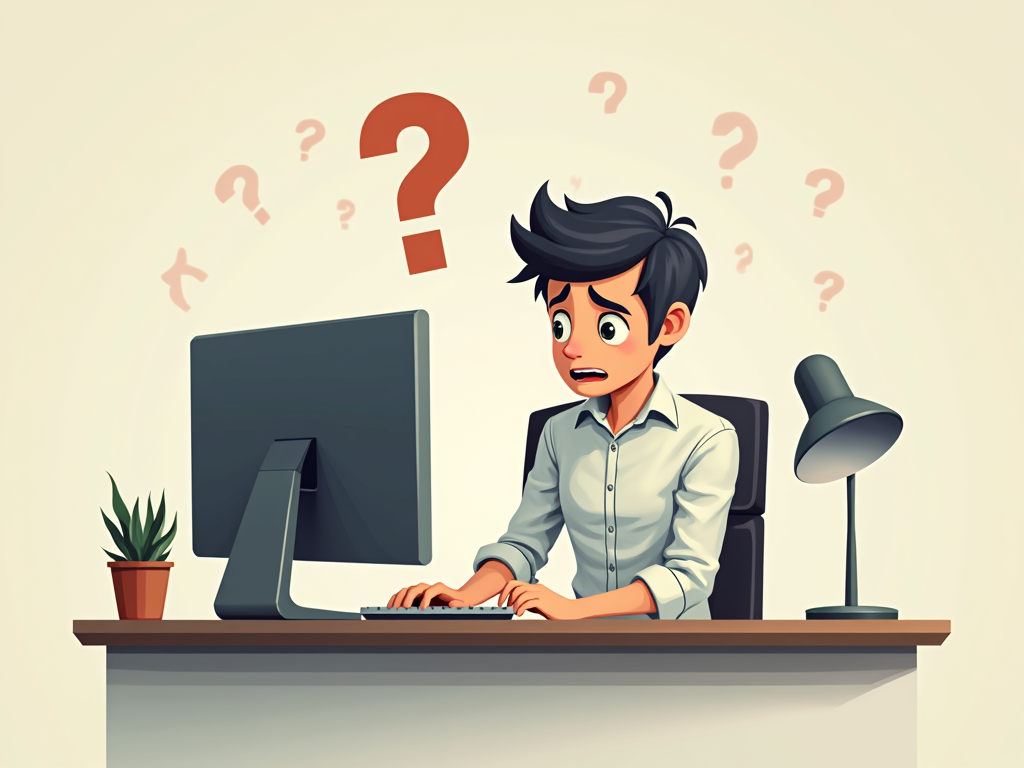 Concerned individual looking at computer screen