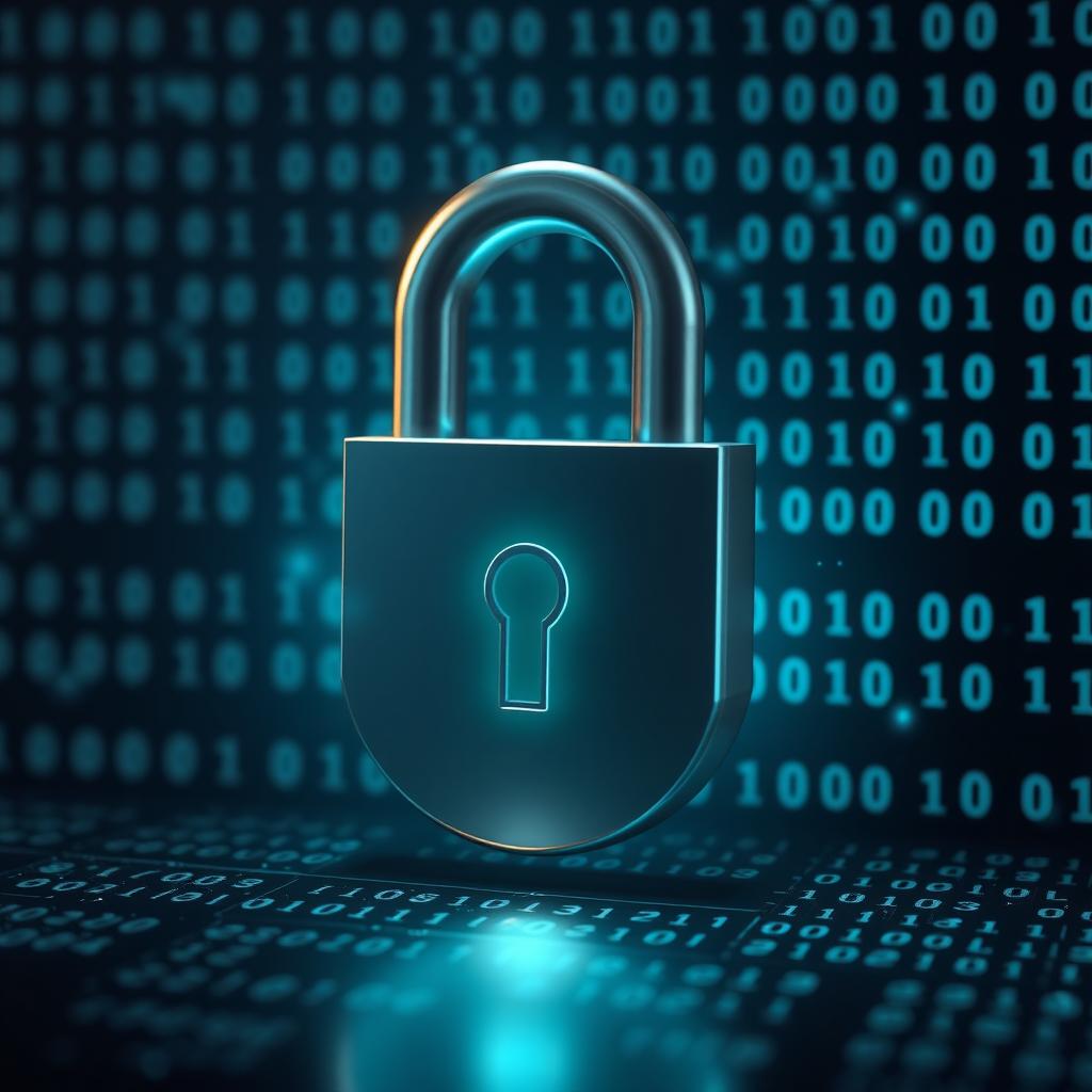 Glowing lock icon representing end-to-end encryption on a digital background