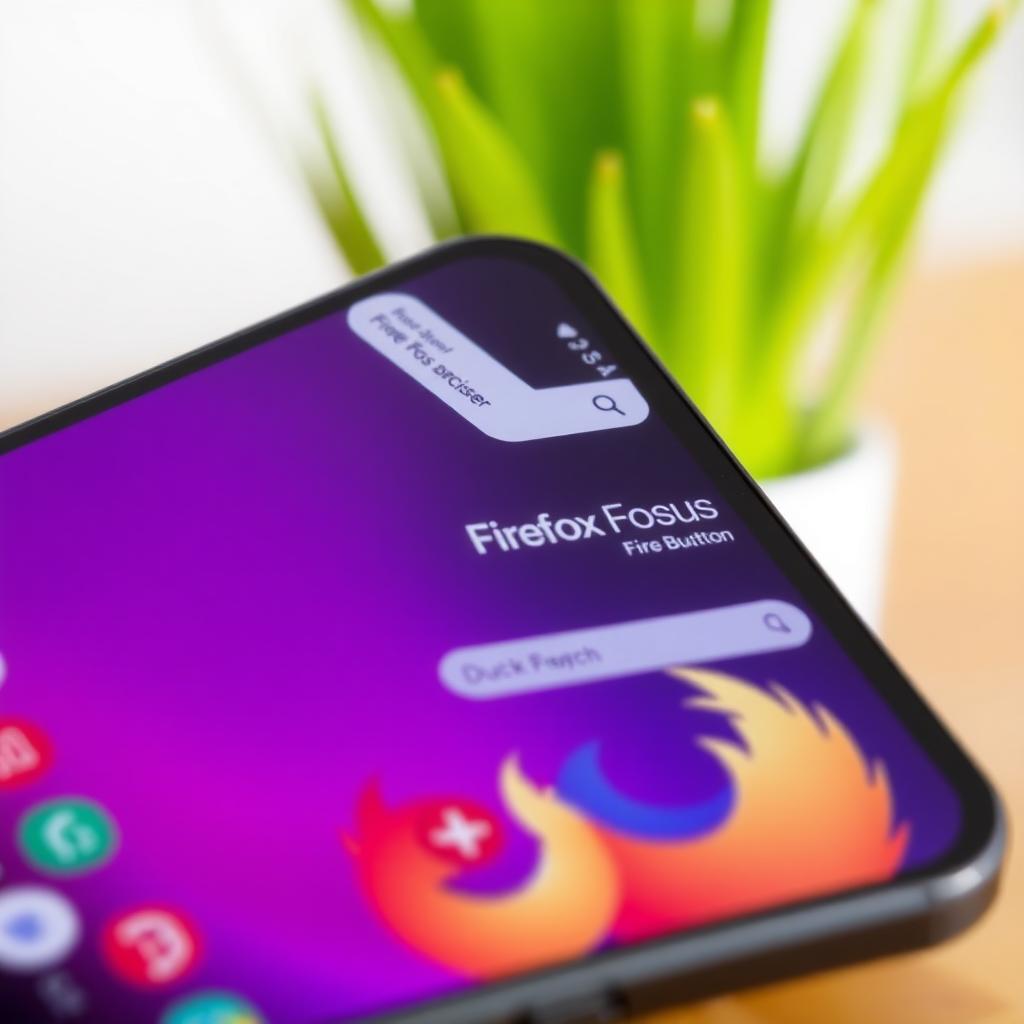 Smartphone screen split between Firefox Focus and DuckDuckGo browsers, highlighting their privacy features.