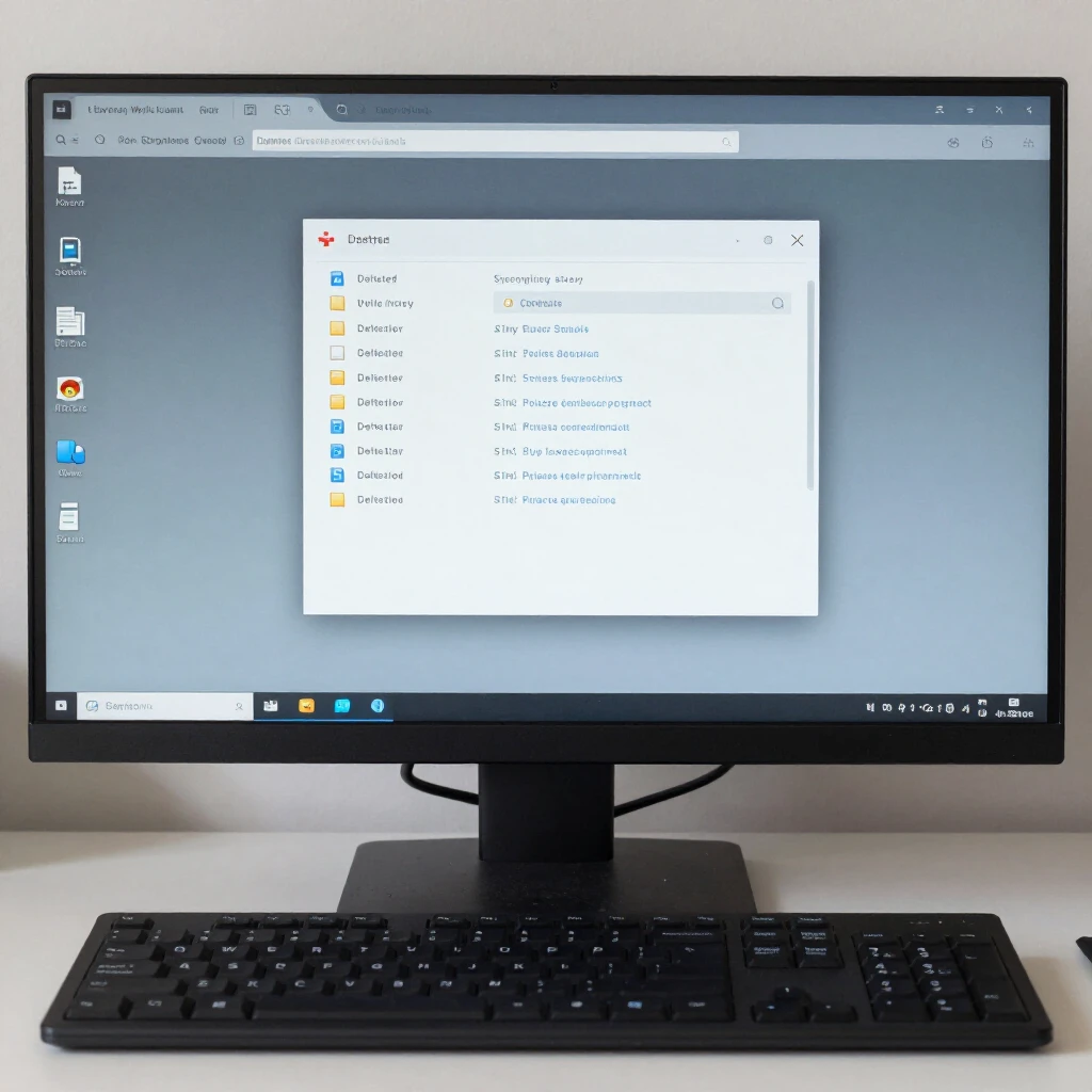 Clean computer desktop with fading deleted files and browser history icons after privacy cleaning
