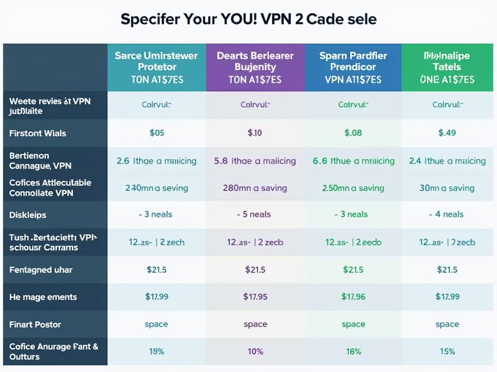 A table comparing the features and pricing of top VPN providers.