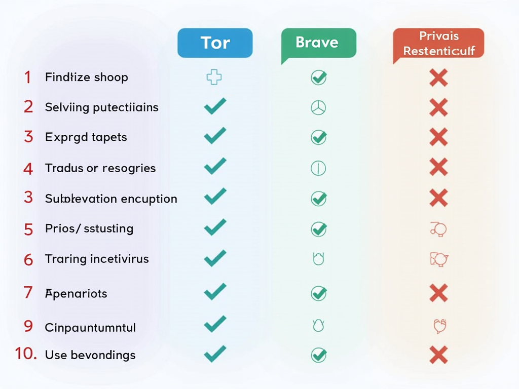 Comparison table of top privacy browsers
