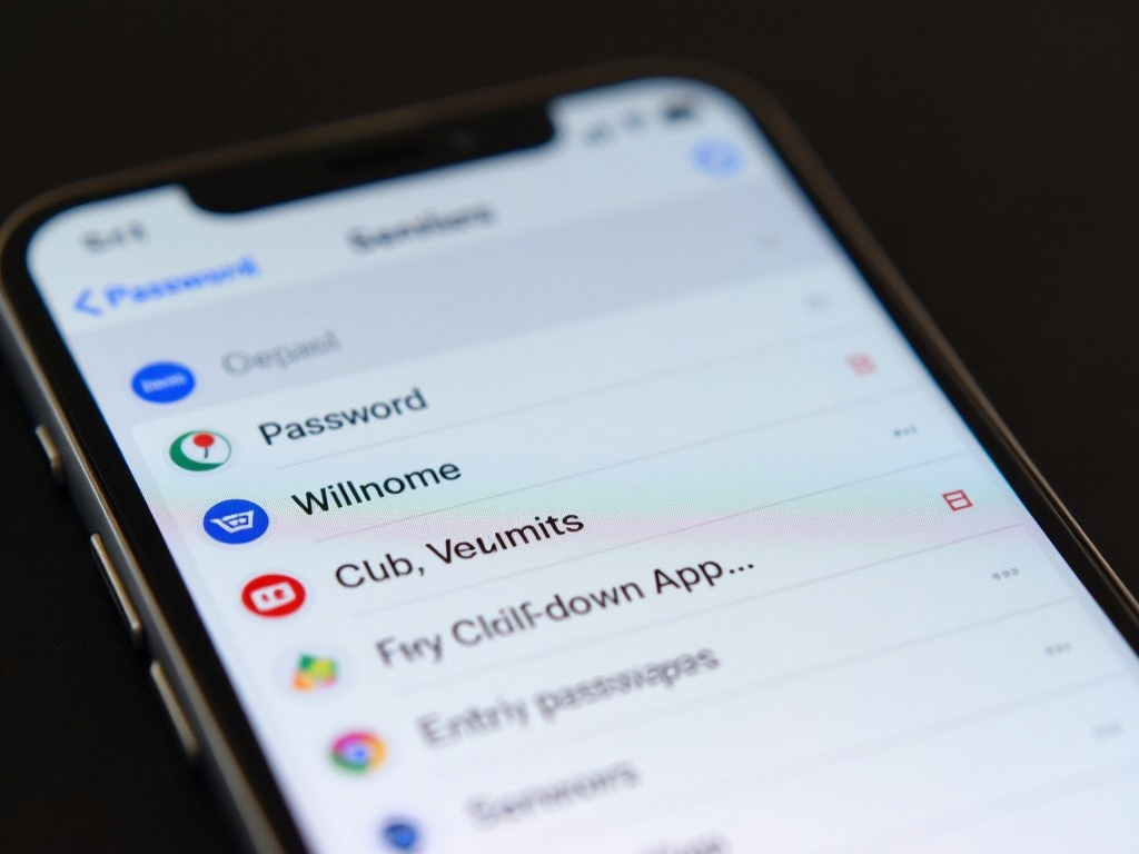 Smartphone displaying password manager app with password list and generator.