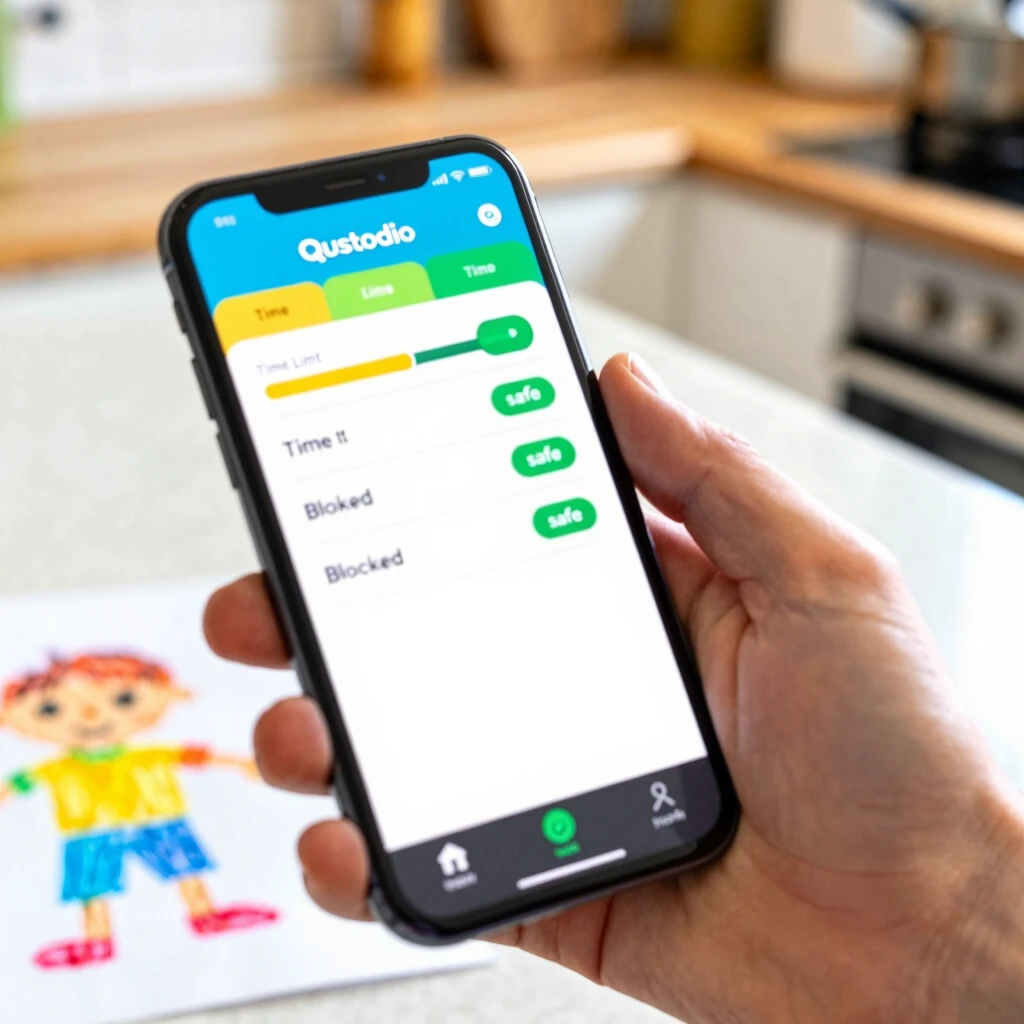 Qustodio app dashboard on a mobile device